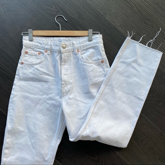Zara straight leg jeans in white sz 4 - Picture 7 of 13
